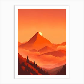 Misty Mountains Vertical Composition In Orange Tone 51 Art Print