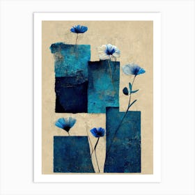 Blocks And Flowers Art Print