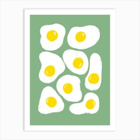 Fried Eggs Green Art Print