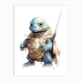 Baby Sea Turtle As A Jedi Watercolour 1 Art Print