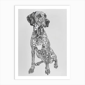 Bluetick Hound Dog Line Sketch 1 Art Print