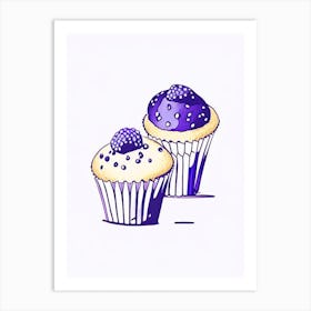 Blueberry Muffins Dessert Minimal Line Drawing 1 Flower Art Print