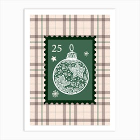 Checkered Ornament Christmas Poster Art Print