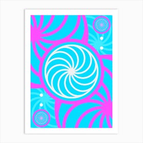 Geometric Glyph in White and Bubblegum Pink and Candy Blue n.0008 Art Print