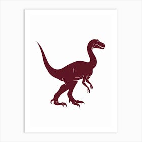 Maroon Dinosaur Silhouette 3 Art Print