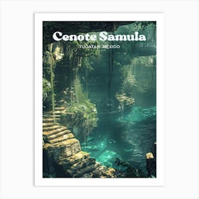 Cenote Samula Yucatan Mexico Travel Illustration Art Print