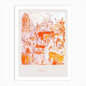 Turin Italy Orange Drawing Poster Art Print