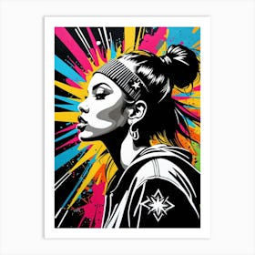 Graffiti Mural Of Beautiful Hip Hop Girl 87 Art Print