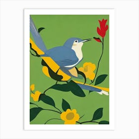 Mockingbird 2 Midcentury Illustration Bird Art Print