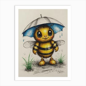 Bee In The Rain 4 Art Print