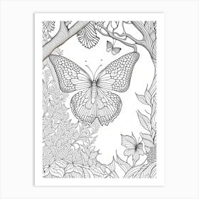 Butterfly In Tree William Morris Inspired 1 Art Print