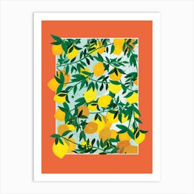 bright Orange Lemons Art Print