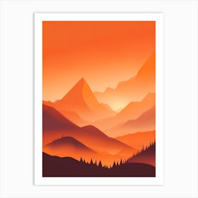 Misty Mountains Vertical Composition In Orange Tone 306 Art Print