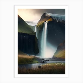 Skógafoss, Iceland Realistic Photograph (2) Art Print