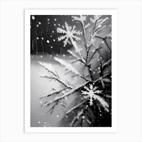Frost, Snowflakes, Black & White 3 Art Print