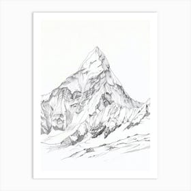 Ama Dablam Nepal Line Drawing 4 Art Print