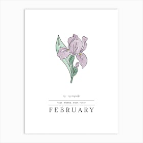 February Iris Birth Flower 2 Art Print