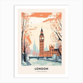 Vintage Winter Travel Poster London United Kingdom 5 Art Print