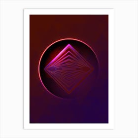 Geometric Neon Glyph on Jewel Tone Triangle Pattern 151 Art Print