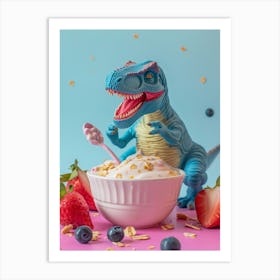 Toy Dinosaur With A Smoothie & Fruits 1 Art Print
