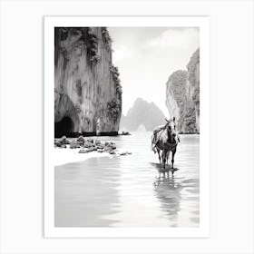 A Horse Oil Painting In Maya Bay, Thailand, Portrait 1 Art Print