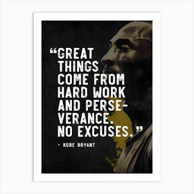Kobe Bryant Portrait Inspirational Quote Nba Art Print