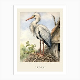 Beatrix Potter Inspired  Animal Watercolour Stork 1 Art Print