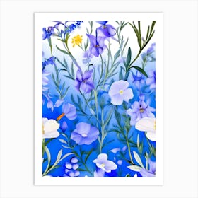 Blue And White Flowers 2 Art Print