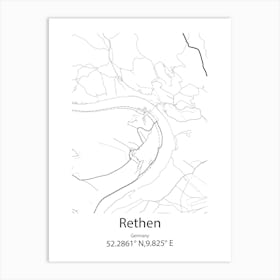 Rethen,Germany Minimalist Map Art Print