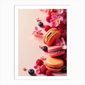 Macarons And Berries Art Print