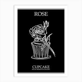 Rose Cupcake Line Drawing 3 Poster Inverted Art Print