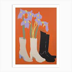 A Painting Of Cowboy Boots With Flowers, Pop Art Style 1 Art Print