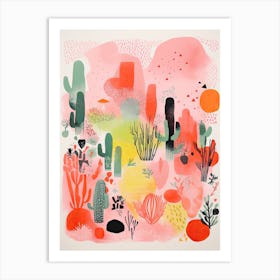 Desert Botanical Gardens Abstract Riso Style 2 Art Print