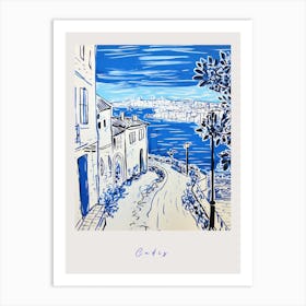 Cadiz Spain 2 Mediterranean Blue Drawing Poster Art Print