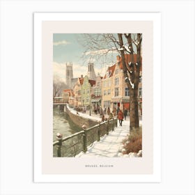 Vintage Winter Poster Bruges Belgium 3 Art Print