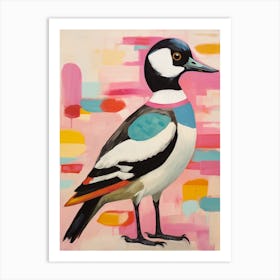 Pink Scandi Bufflehead Art Print