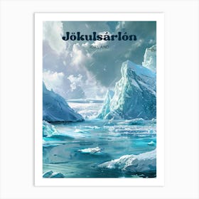 Jokulsarlon Iceland Snow Travel Art Art Print