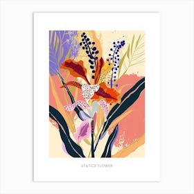 Colourful Flower Illustration Poster Statice Flower 4 Art Print