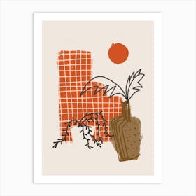 Burnt Orange Garden Sketch Art Print