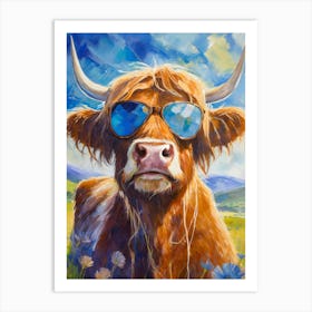 Cow In Sunglasses 1 Art Print