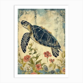 Phoebefy Vintage Wallpaper Of A Sea Turtle Victorian Patterns 79f617f7 5ebf 47c0 Aaf4 5d3dbdc9a7c7 3 Art Print