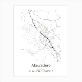 Atascadero,United States Minimalist Map 1 Art Print