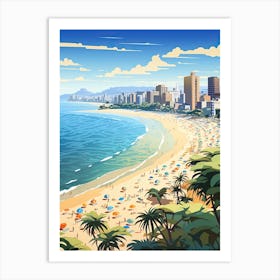 Ipanema Beach, Brazil, Flat Illustration 2 Art Print