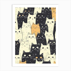 Perfectly Repeatable Artwork With Cute Cat Faces 77 Art Print