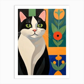 Cat With Flowers 7 Art Print