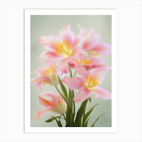 Lilies Flowers Acrylic Painting In Pastel Colours 3 Art Print
