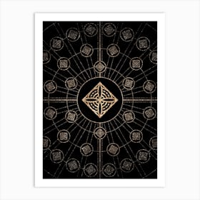 Geometric Glyph Radial Array in Glitter Gold on Black n.0173 Art Print