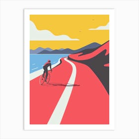 Cyclist On A Road Art Print