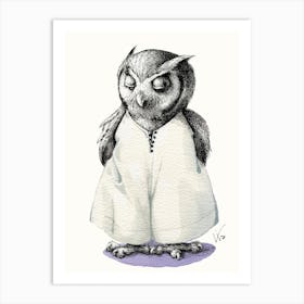 Miss Owl In Jumpsuit Art Print