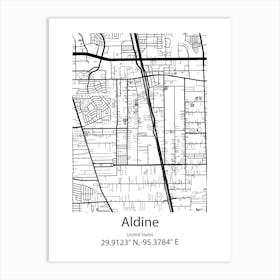 Aldine,United States Minimalist Map Art Print